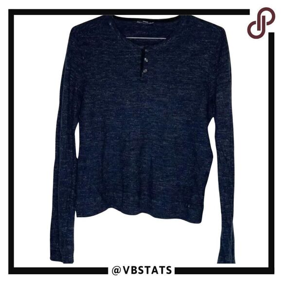 Vince. XXL Women's Midnight Blue Heather Wool/Linen LS Sweater - Picture 1 of 5